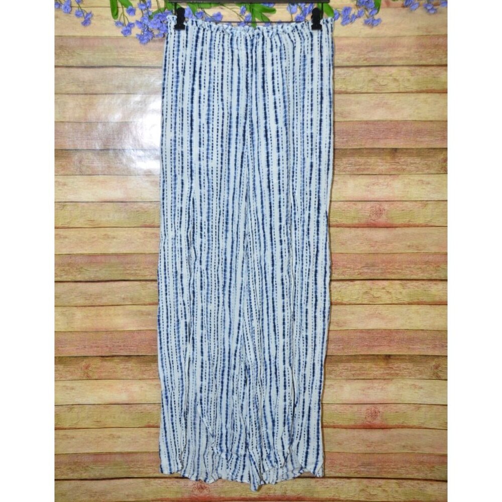 En Creme Blue and White Wide Leg Pants
